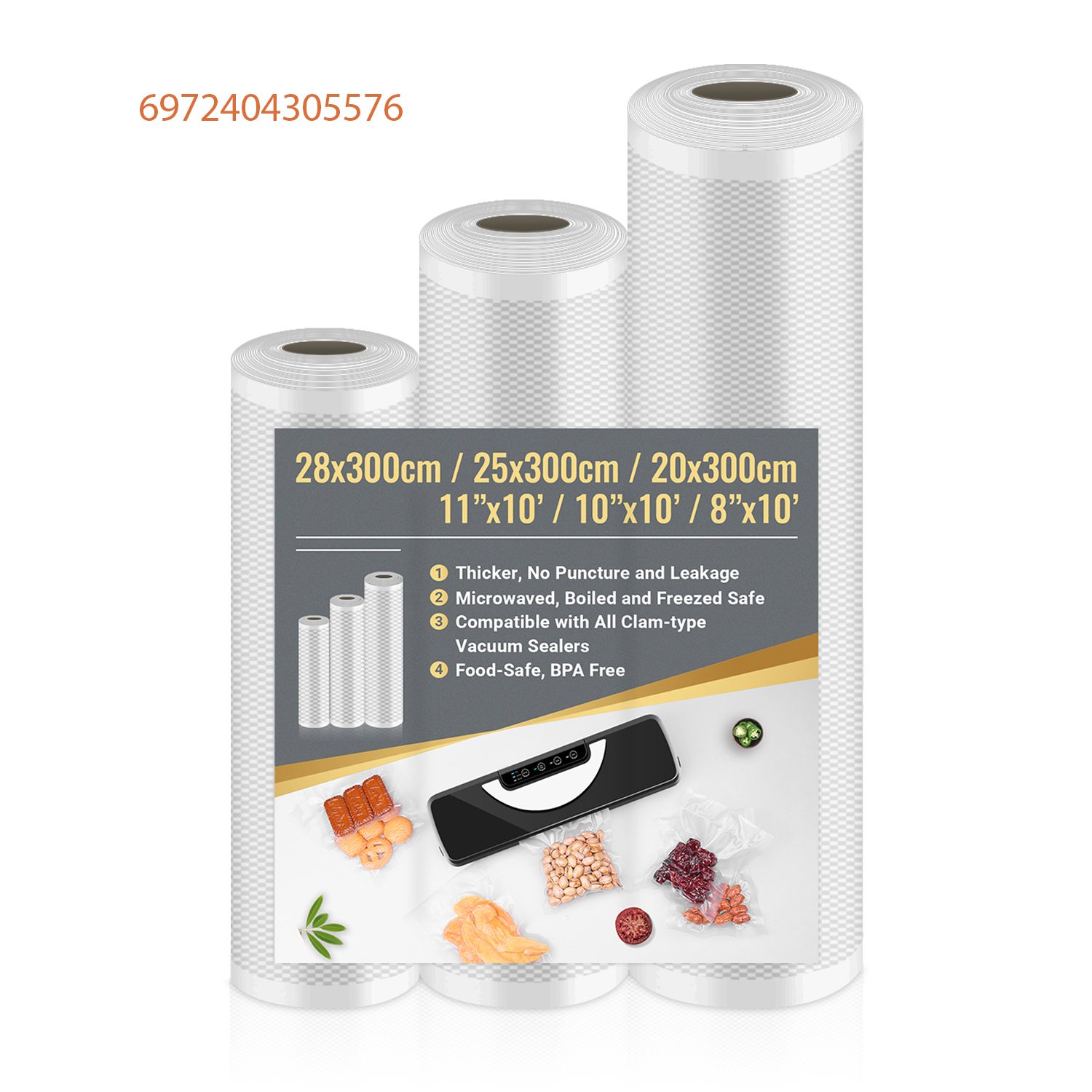 Vacuum Sealer Bags 3 Rolls 8 10 11 inch Food Saver Bags for Sous Vide Food Saver Vacuum Sealer