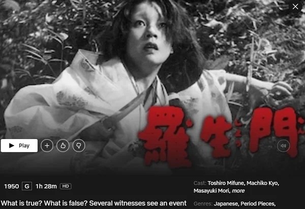 Watch Rashomon (1950) on Netflix From Anywhere in the World