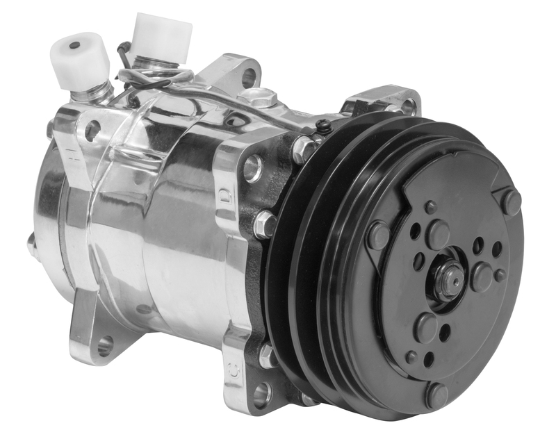 Air Conditioning Compressor, Sanden 508, Aluminium, Polished, V Pulley