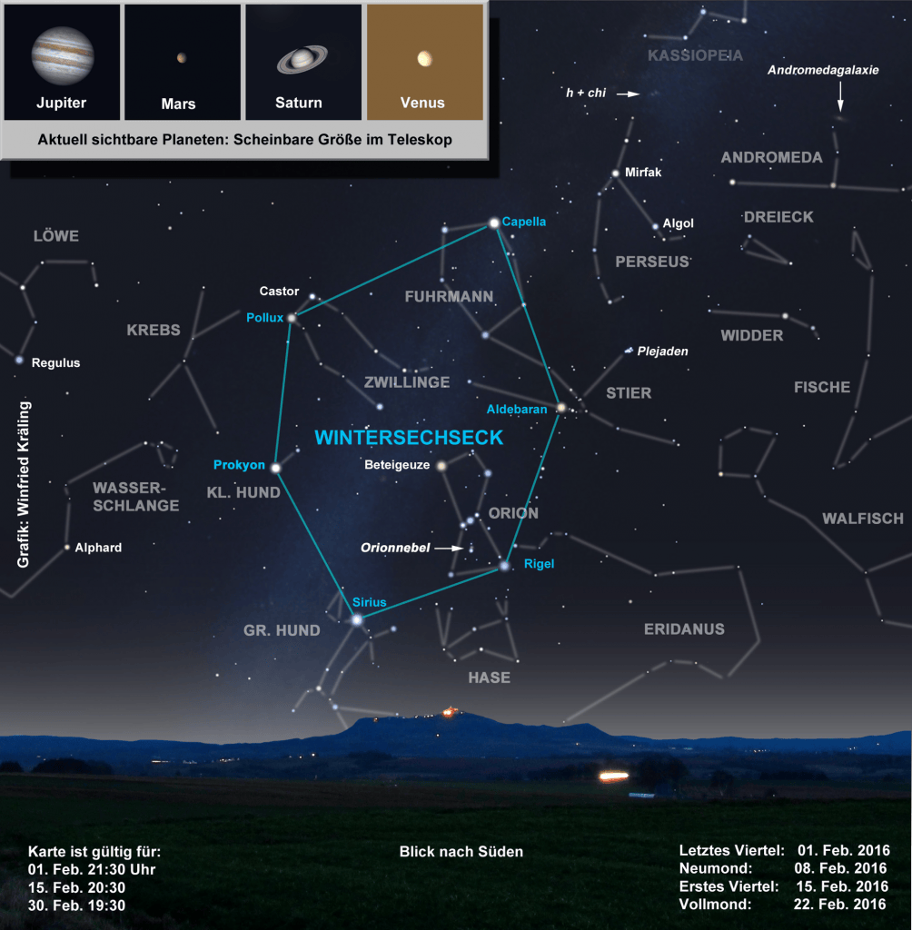 Sternenhimmel Februar 2016 Volkssternwarte Marburg e.V.