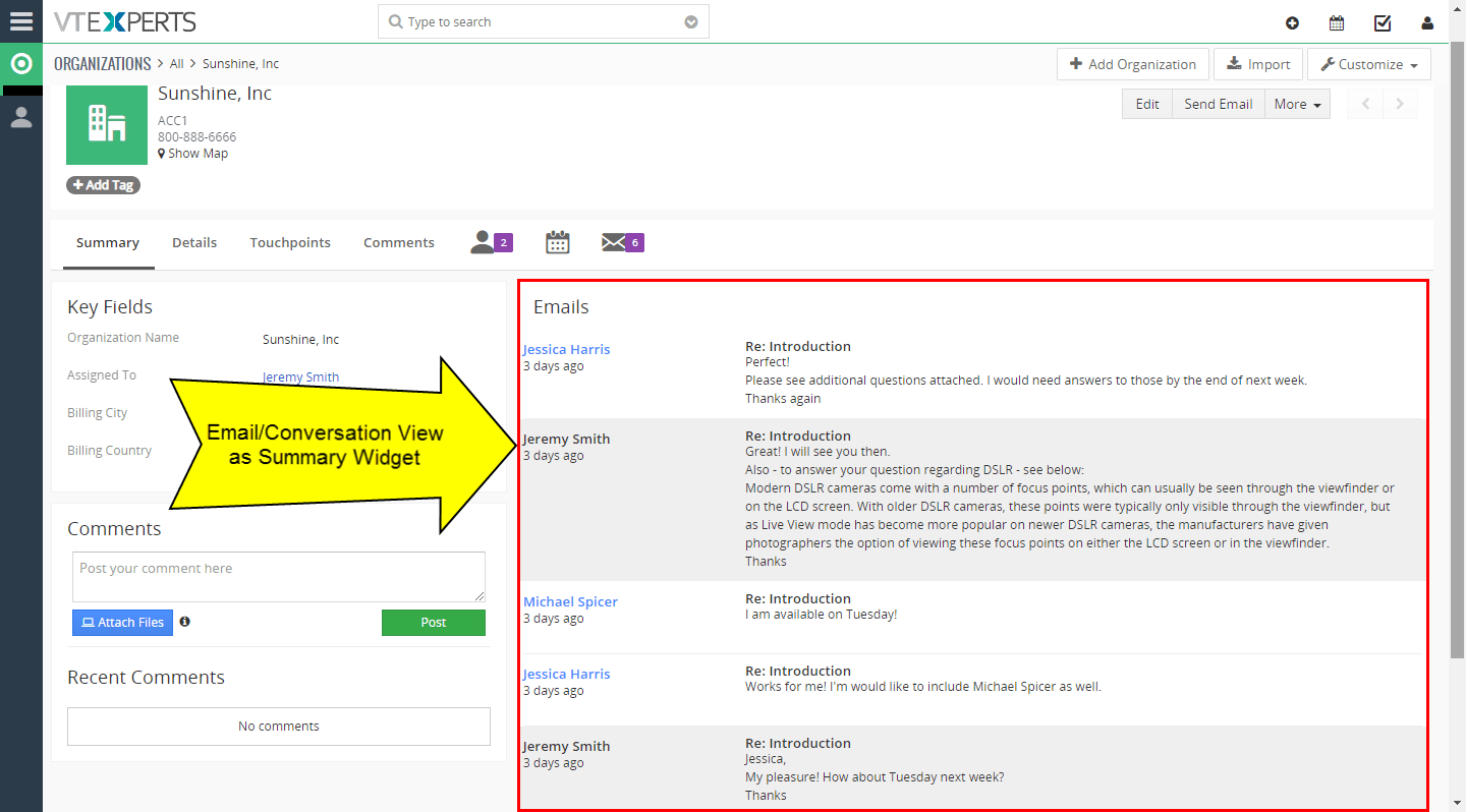Email/Conversation View Extension for VTiger