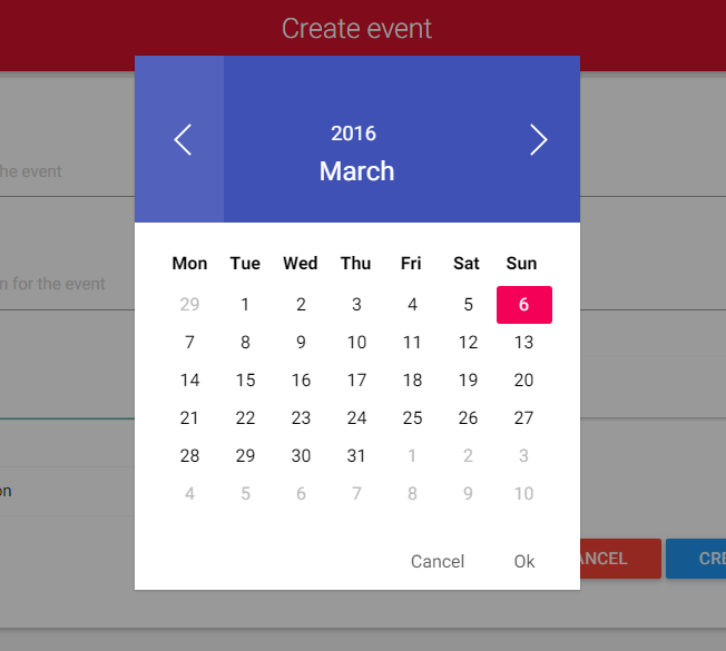Material Design Vue.js Date Picker Component Vue Script