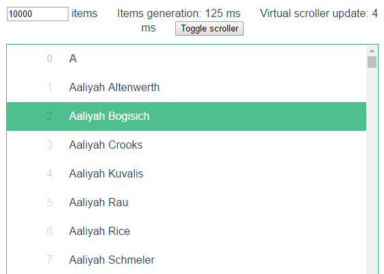 Vue Virtual Scroller