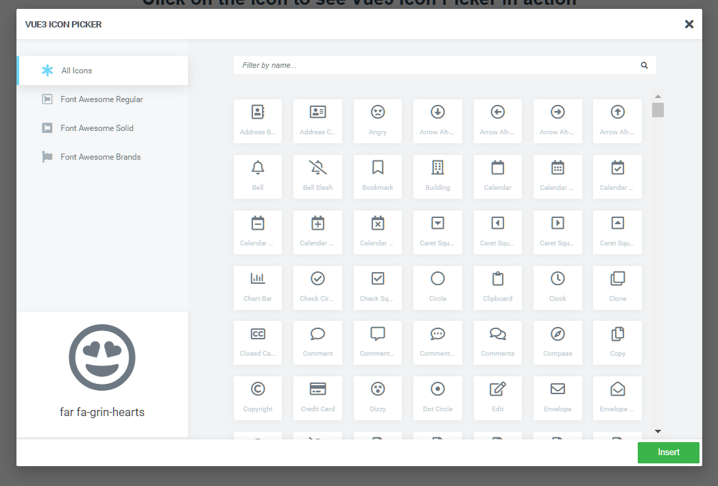 Font Awesome Icon Picker For Vue.js 3 Vue Script