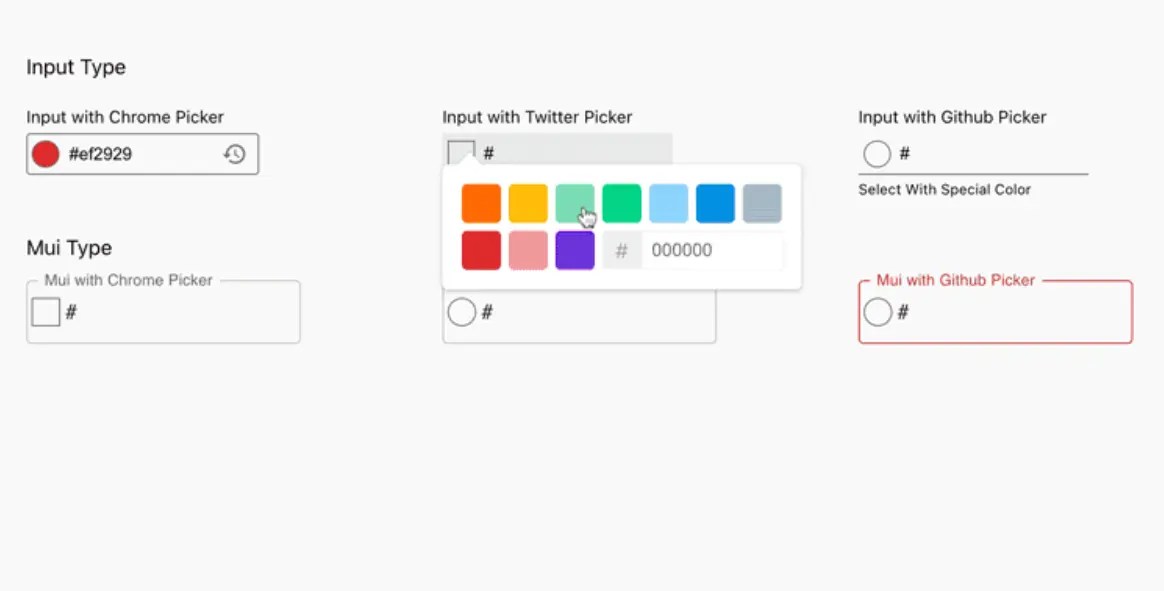 Color Picker Input Component For React Vue Script