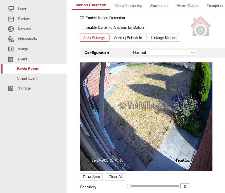 Howto Hikvision Motion Detection Setup VueVille