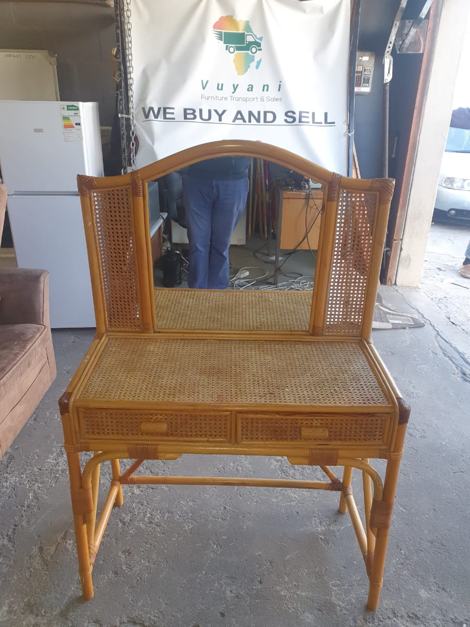 British Cane Vanity Dressing Table Cane dressing table Vuyani Furniture Transport & Sales