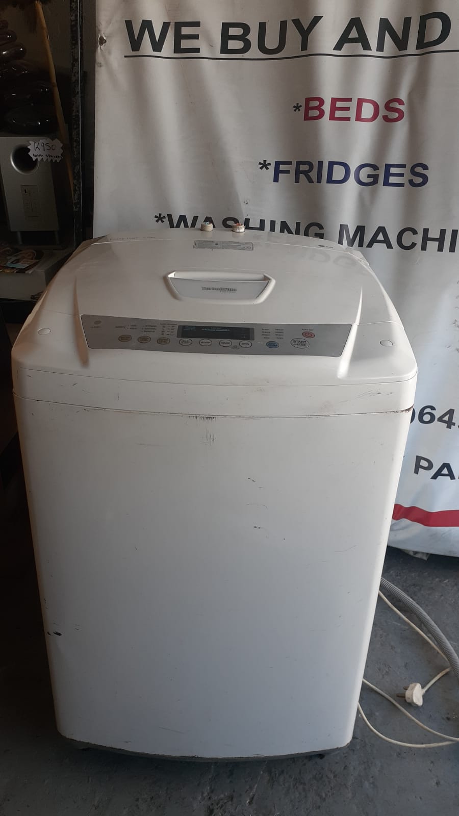 White LG 13kg toploader Vuyani Furniture Transport & Sales