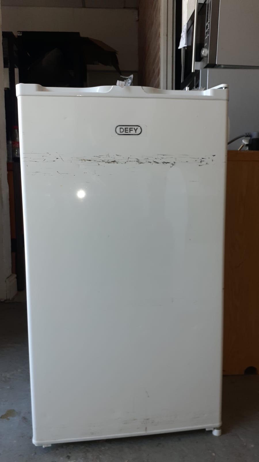 White defy bar fridge Vuyani Furniture Transport & Sales