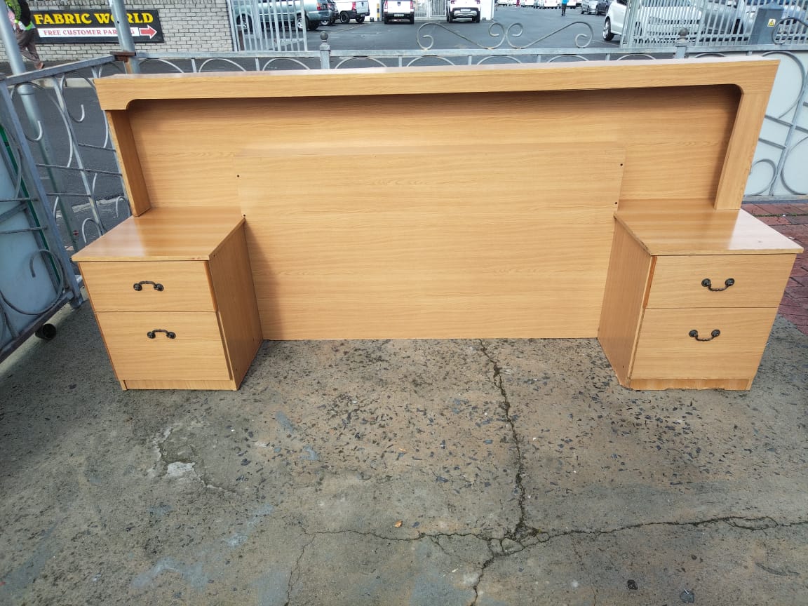 Headboard with attached pedestals Vuyani Furniture Transport & Sales