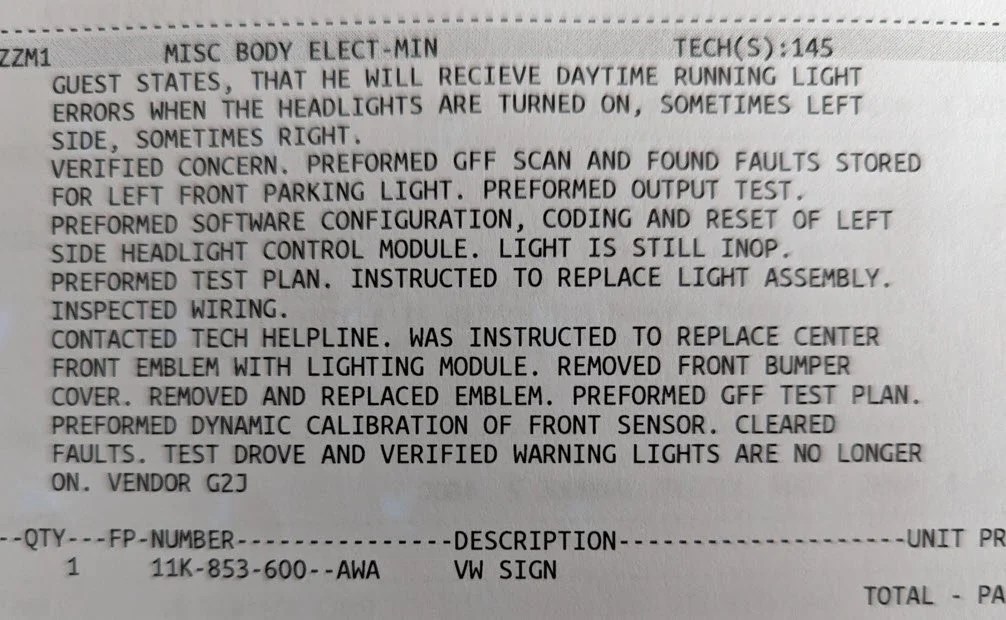 DRL & parking & Light strip error | Volkswagen ID Forum