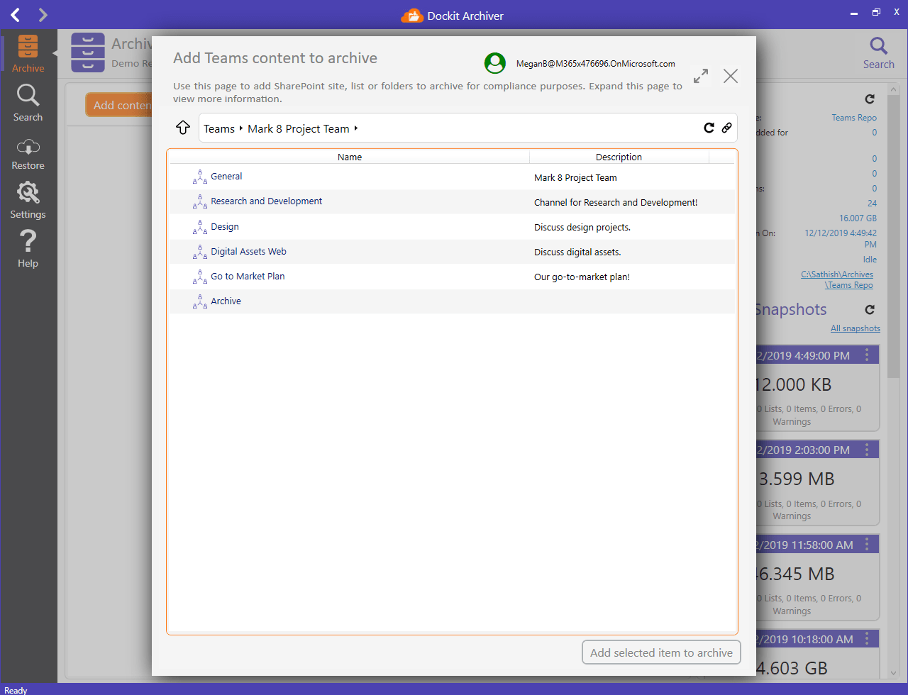 Tool to Archive Microsoft Teams Channels and Conversations
