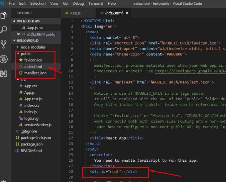 ReactJS Hello World Application W3Schools