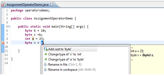 Java Assignment Operators w3resource