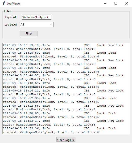 Python Tkinter log viewer