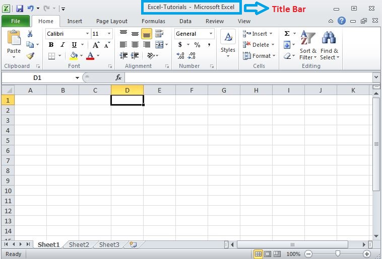 Title Bar, Help Button, Zoom Control and View Buttons in Excel W3schools