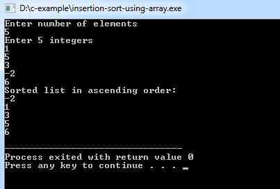C Program To Insertion Sort Using Array