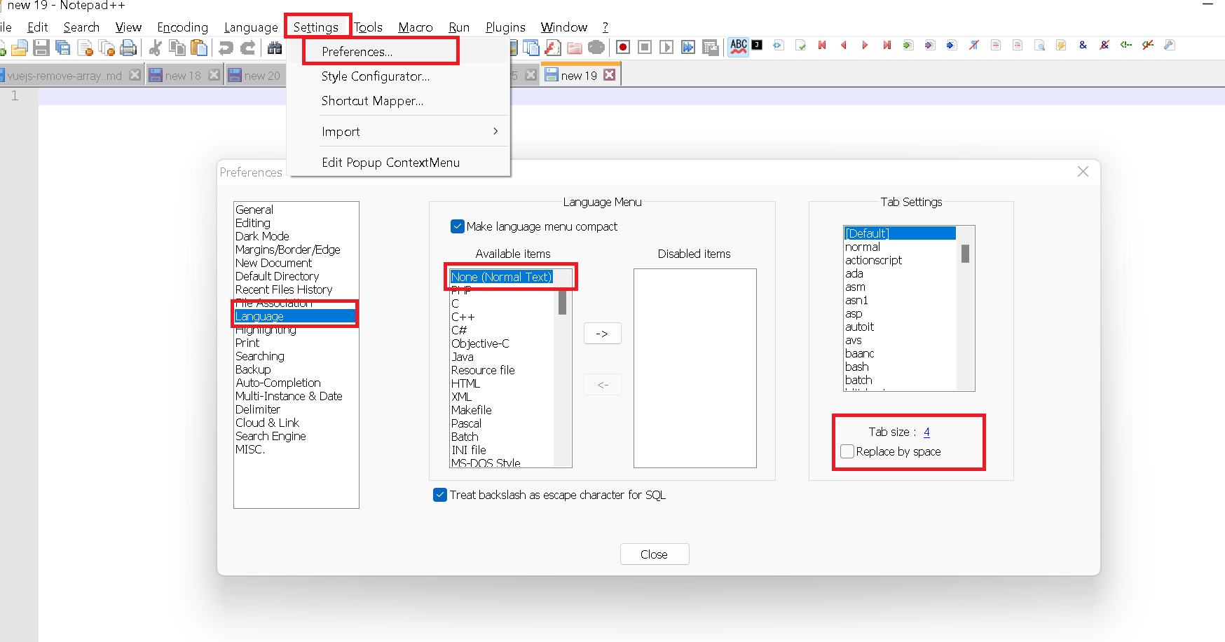 How to convert tab to spaces in Notepad++