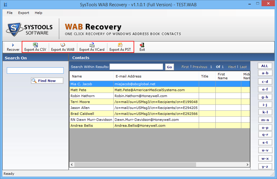 WAB Recovery Observant Tool With Usefulness Abruptly