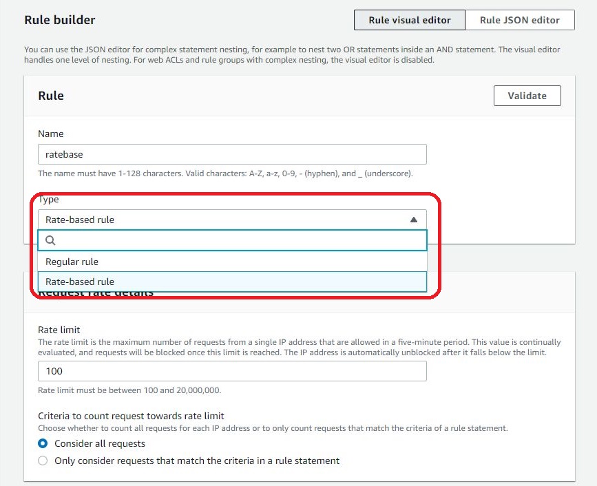 How to use ratebased rules WafCharm