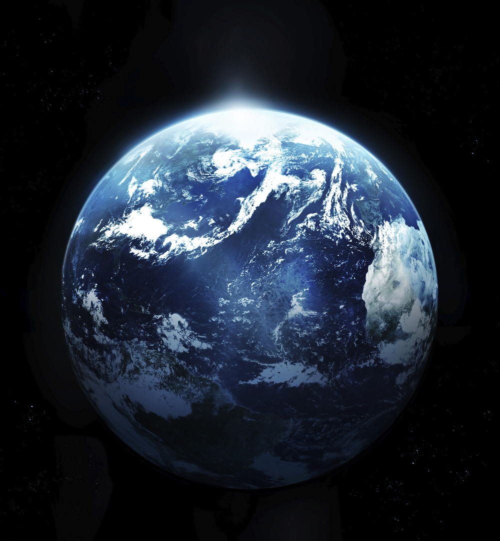 earth with sun rising from spaceoriginal image from NASA