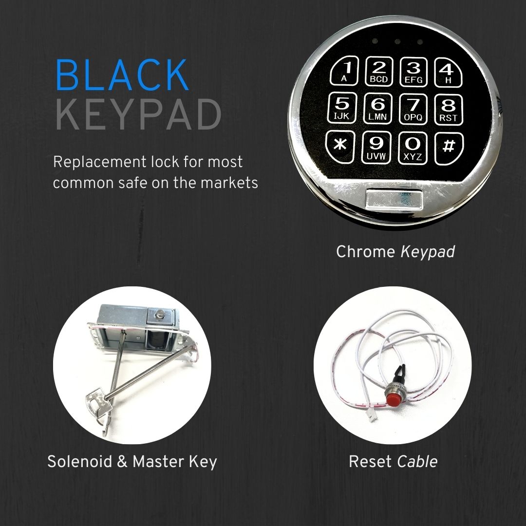 Chrome Keypad Safe Electronic Lock with Solenoid Master Keys, Safe Lock