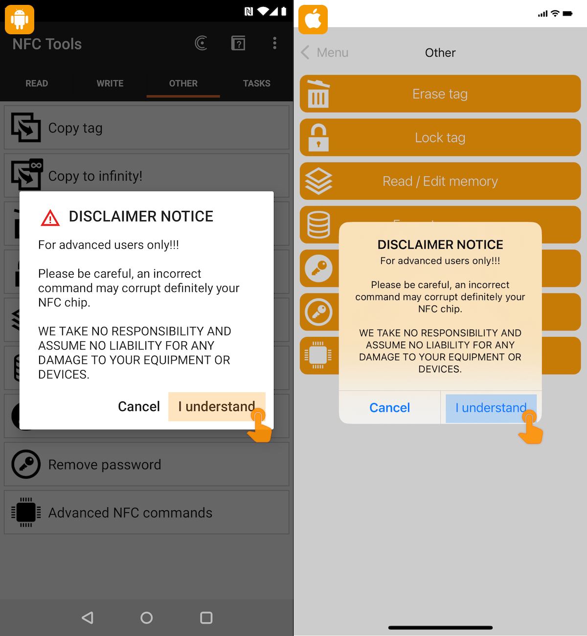 How to use advanced NFC commands?