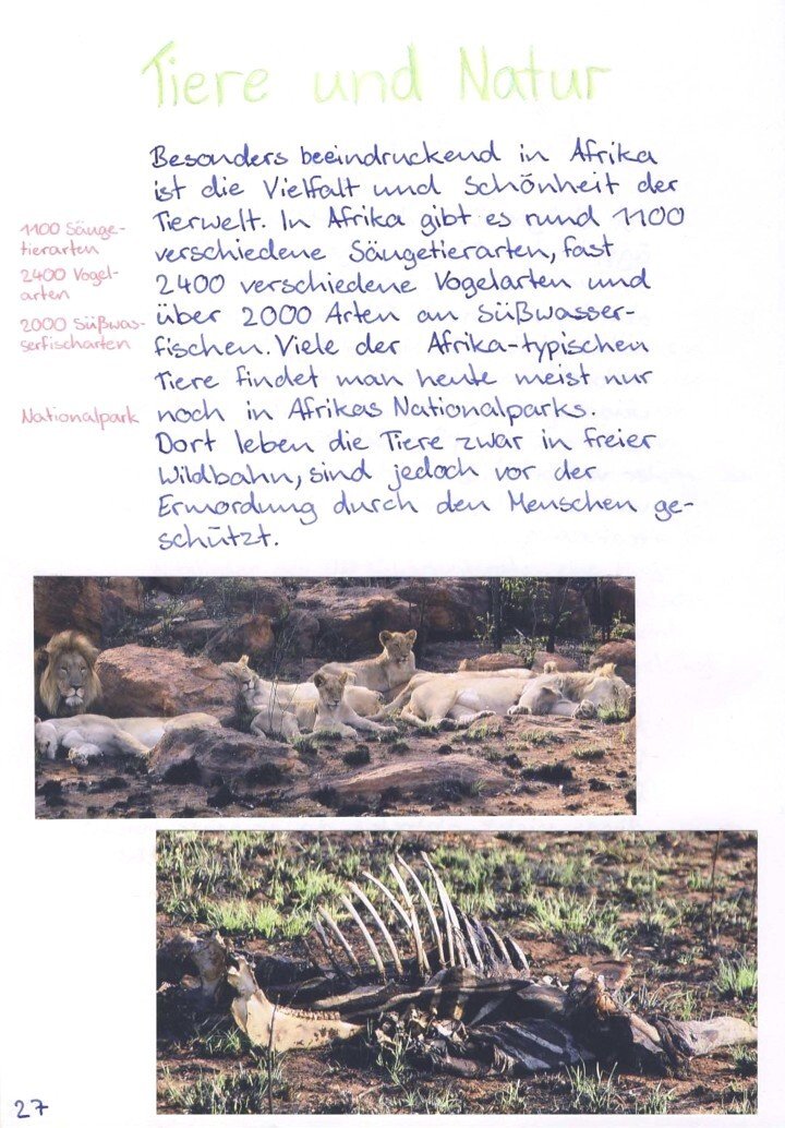 Afrika Quartalsarbeit Geographie an der Waldorfschule