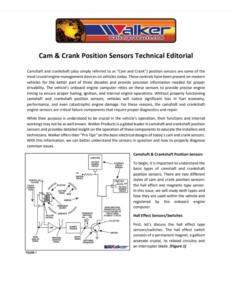 Camshaft and Crankshaft Position Sensors - Walker Products