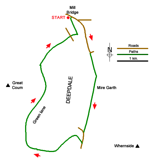 Deepdale Circular (near Dent) walk route map