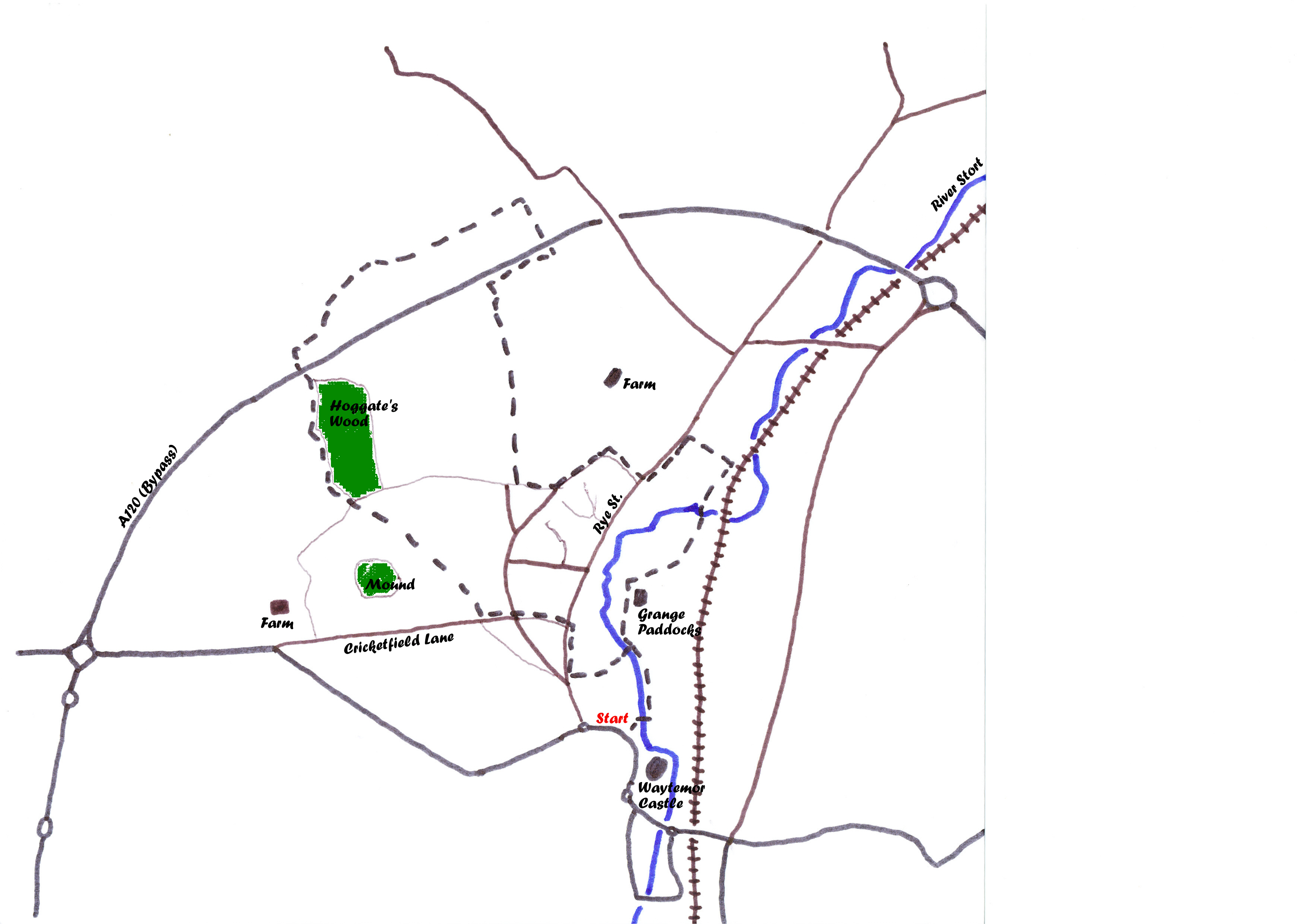 Walk 1 map Stortford & District Footpath Association