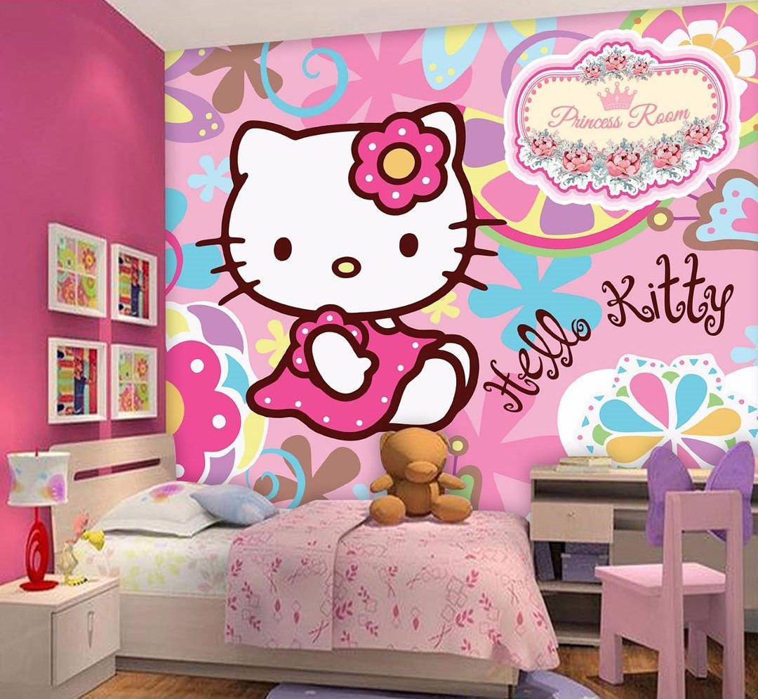 wallpaper cantik,pink,room,wall sticker,wall,furniture (20451