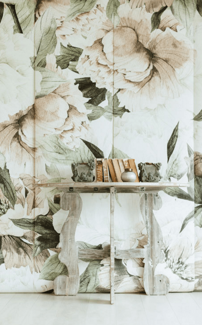 floral temporary wallpaper,wallpaper,table,room,interior design