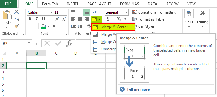 Shortcut to Merge Cells in Excel Different Types of Merge Options