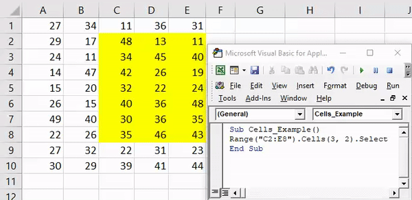 VBA Cells Excel How to use Cell Reference Property with Range Object?