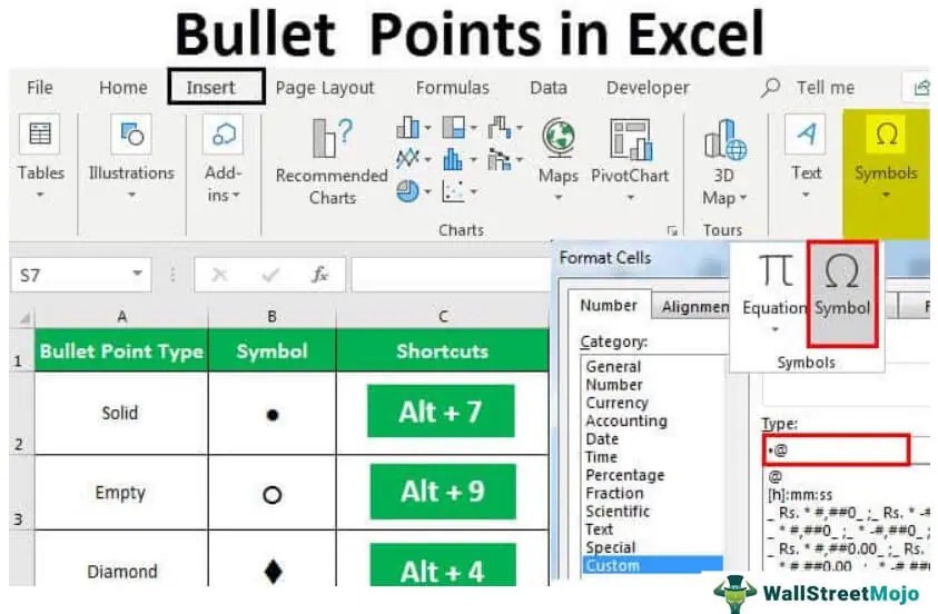 Bullet Points in Excel Top 5 Methods, How To Insert?