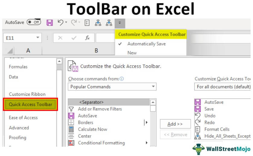 Toolbar on Excel Step by Step Guide to Customize & Use Toolbar in Excel