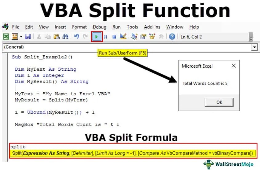 VBA Split Function (Examples) How to Split Strings in Excel VBA?