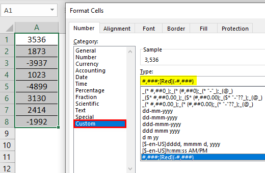 Форматирование ячейки в Excel, пример 4.1
