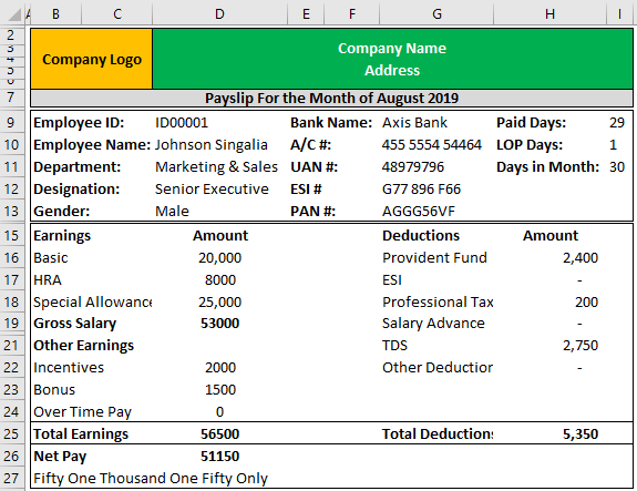 Payslip Template in Excel Build a Free Excel Payslip Template