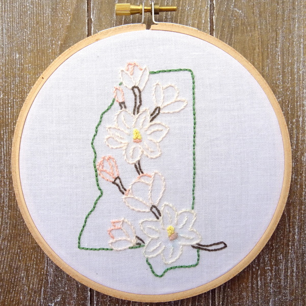 Mississippi State Flower Embroidery Pattern {Magnolia} Wandering