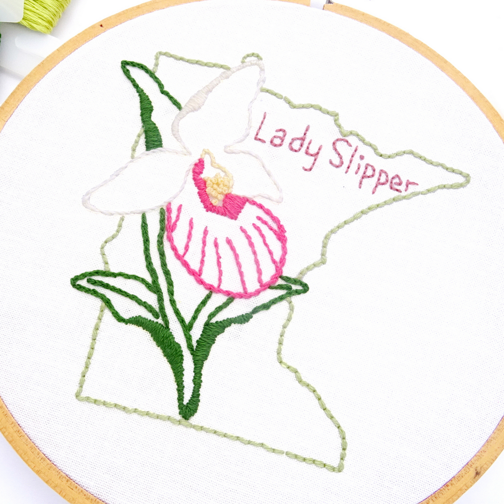 Minnesota Flower Hand Embroidery Pattern {Lady Slipper} Wandering