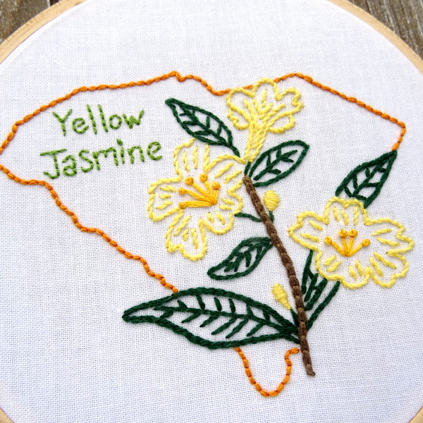 South Carolina State Flower Embroidery Pattern {Yellow Jasmine