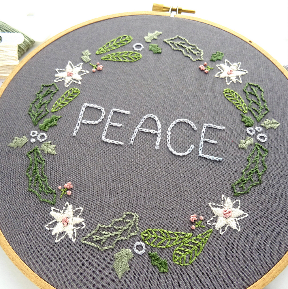 Christmas Wreath Hand Embroidery Pattern Wandering Threads Embroidery