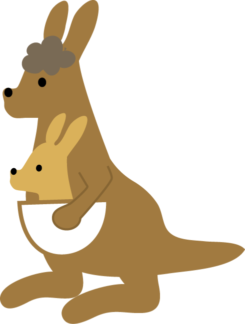 かわいいカンガルーの親子のイラスト | 無料のフリー素材 イラストエイト カンガルーのイラスト/無料イラストフリー素材