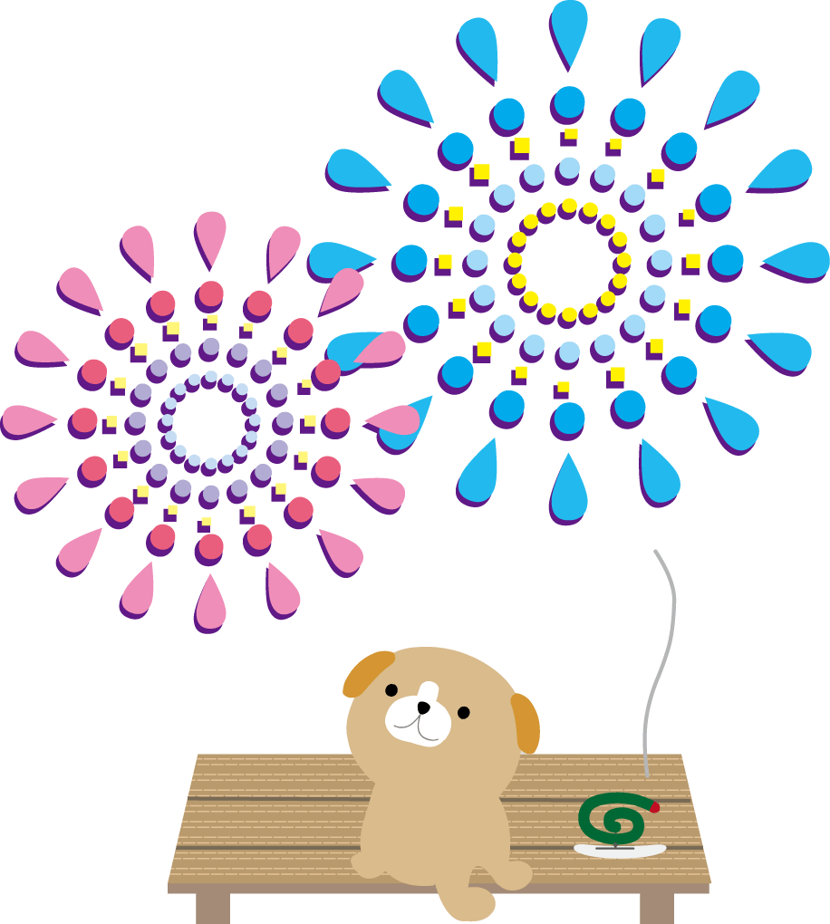 夏のイラスト・夏休み・花火・風鈴(無料イラスト)フリー素材