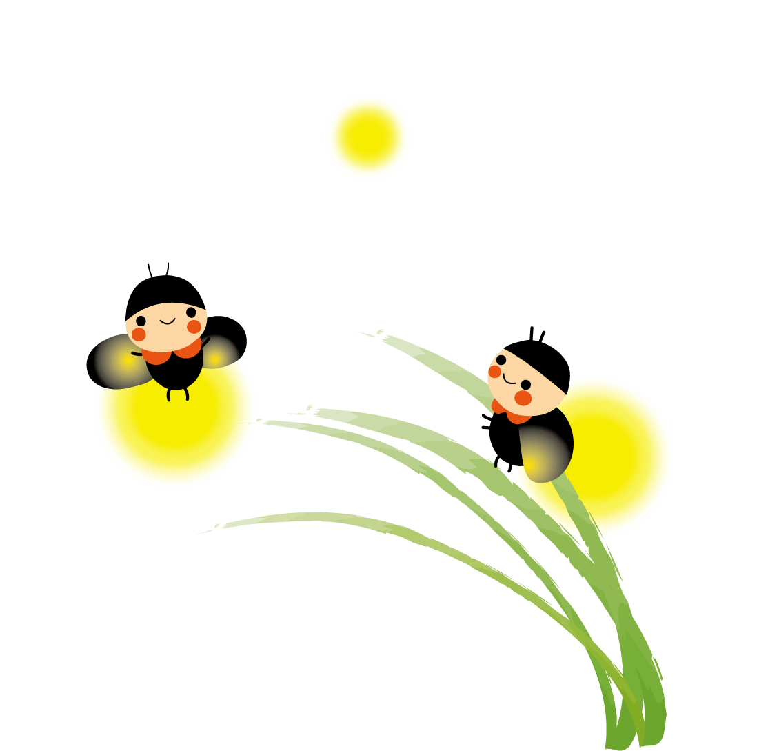 蛍と星 | Rkrkの植物いろいろ（たま～にイラスト） 蛍（ほたる）のイラスト-無料イラスト/フリー素材