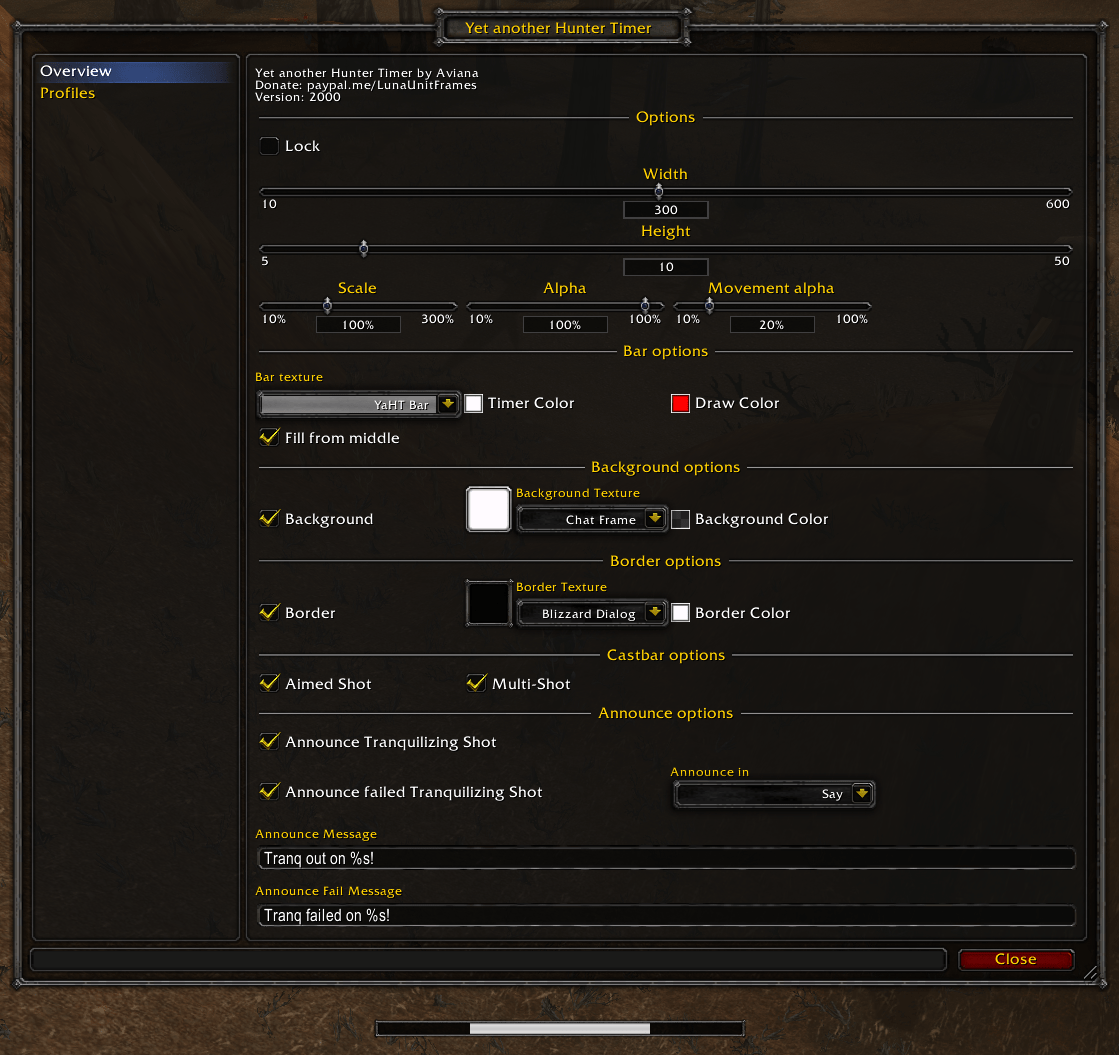 YaHT Yet another Hunter Timer WoW Classic Addon 1.13 Warcraft Tavern