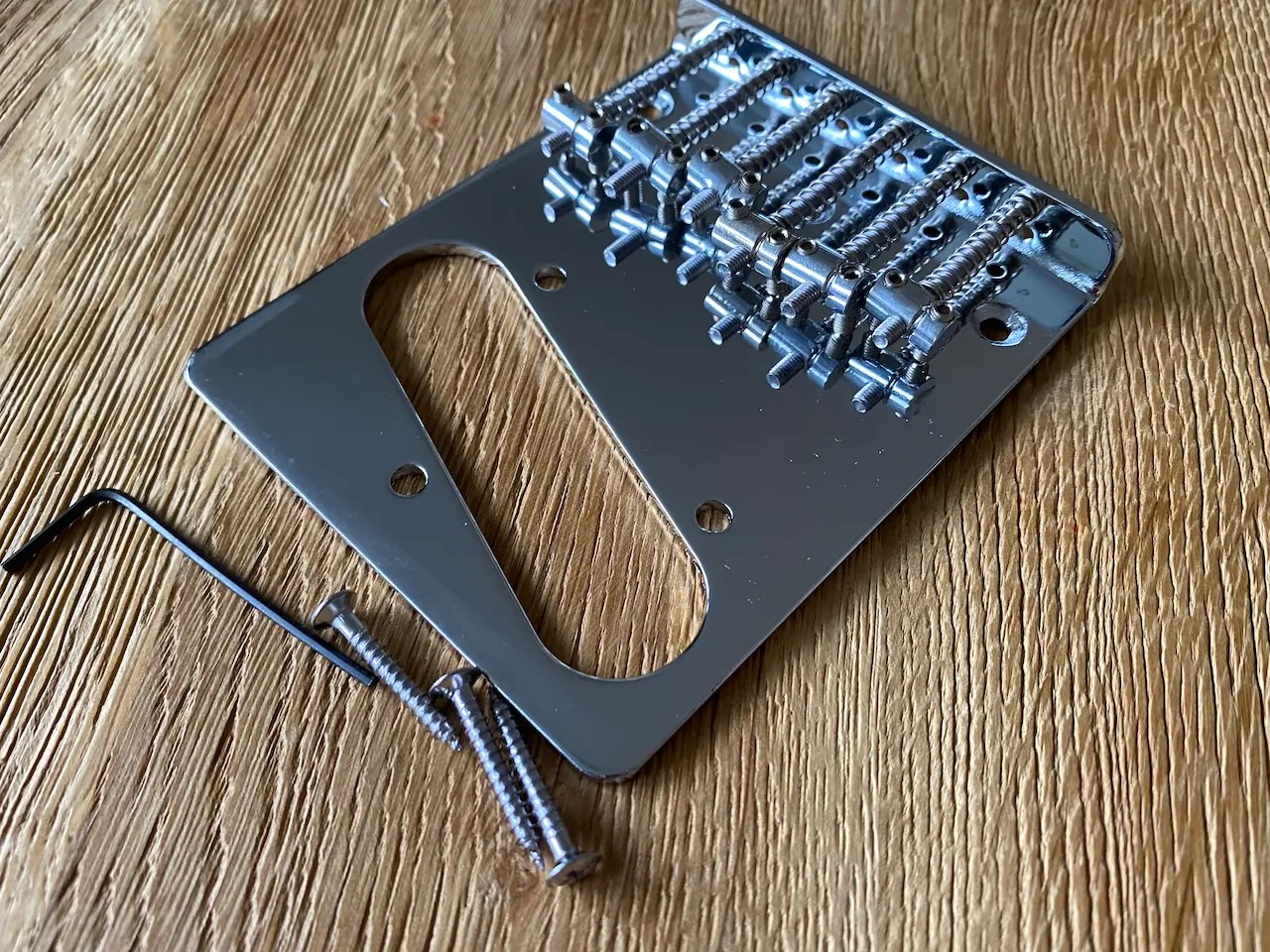 Mastery M4 Bridge For Fender Telecaster Top Loading, Chrome Brass