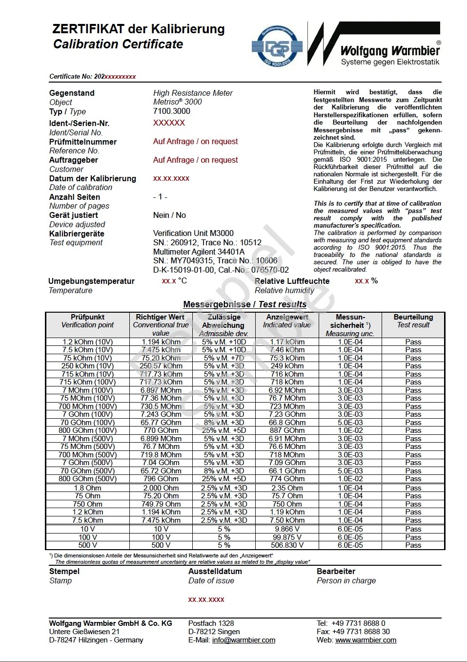 Kalibrierung von Messgeräten Wolfgang Warmbier